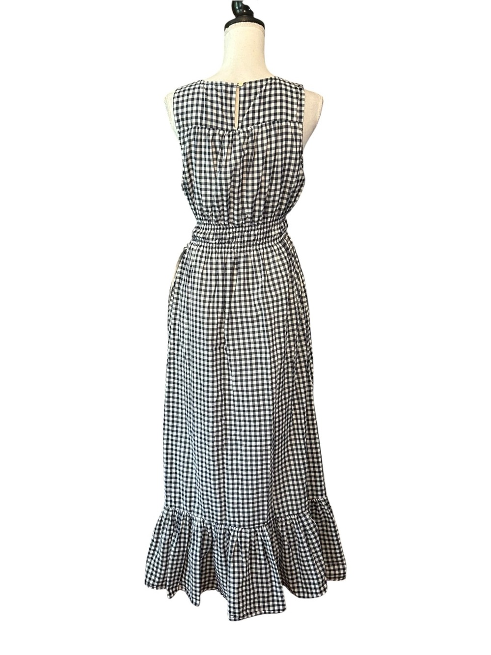 Draper James Navy White Gingham Check Maxi Dress sundress cotton summer SZ M - Picture 6 of 9